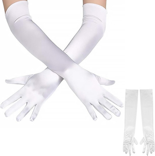Lange weiße satin handschuhe - lange,