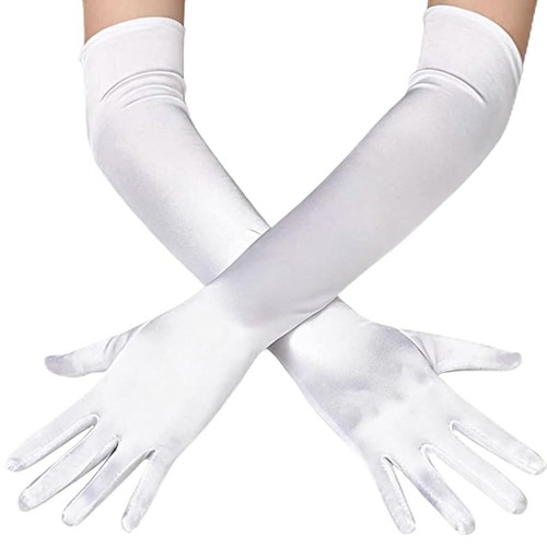 Satin handschuhe weiss 52cm - weiss,