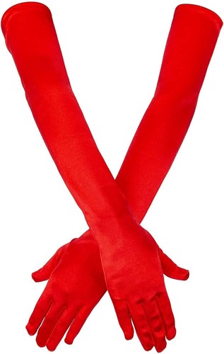 Abendhandschuhe satin lang rot - satin,