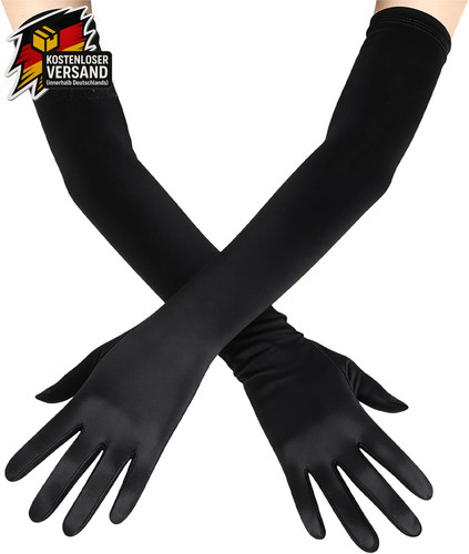 Lange satin handschuhe schwarz - satin,