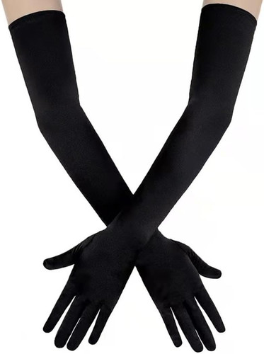 Lange schwarze satinhandschuhe - lange,