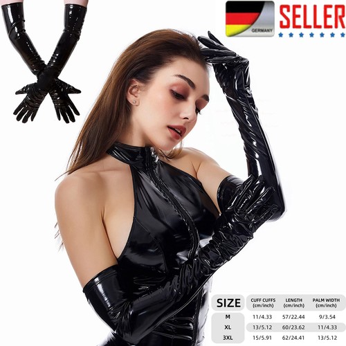 Damen wetlook lang handschuhe - damen,