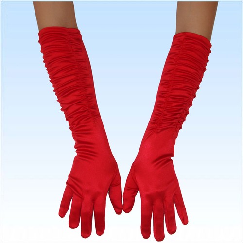 Abendhandschuhe rot gerafft - abendhandschuhe,