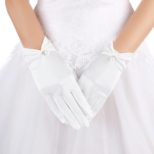 Kurze damen handschuhe - damen, satin